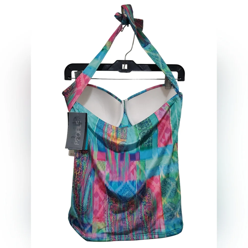 NWT GOTTEX PROFILE Jasmin HALTER Tankini Top 36D - Picture 3 of 4